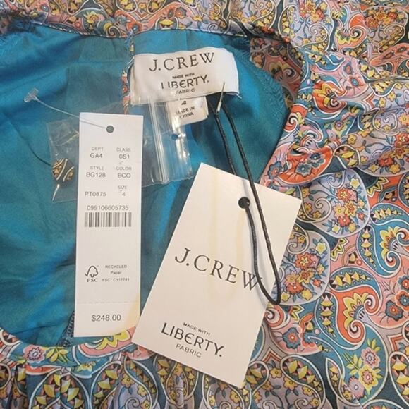 J Crew Liberty Fabric Floral Dress Side Cut Out Midi Boho Summer Blue Pink 6 - Picture 14 of 16